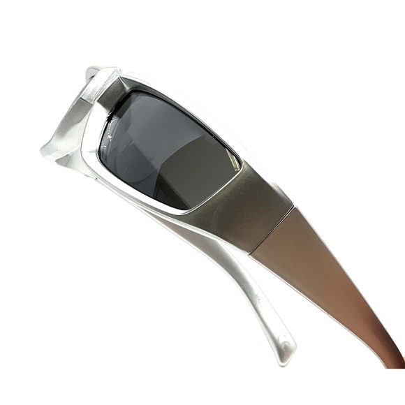 Silver Metallic Sunglasses Shield Sun Glasses Sport Riding Mirror Driving UV400 - Picture 1 of 7